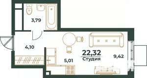 Студия квартира, вторичка, 22м2, 24/24 этаж
