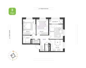 3-к квартира, вторичка, 73м2, 11/20 этаж