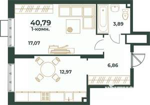 1-к квартира, вторичка, 41м2, 5/24 этаж