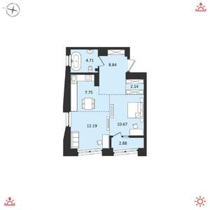 2-к квартира, вторичка, 49м2, 13/16 этаж
