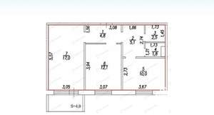 2-к квартира, вторичка, 53м2, 5/12 этаж
