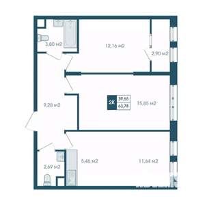 3-к квартира, строящийся дом, 64м2, 3/17 этаж