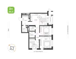3-к квартира, вторичка, 85м2, 3/24 этаж