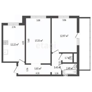 2-к квартира, вторичка, 56м2, 10/11 этаж