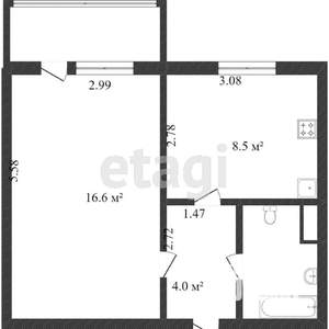 1-к квартира, вторичка, 29м2, 5/8 этаж