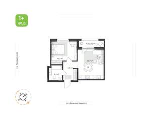 1-к квартира, вторичка, 52м2, 2/21 этаж