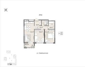 2-к квартира, вторичка, 63м2, 3/7 этаж