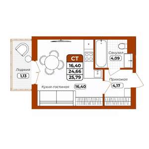 1-к квартира, вторичка, 26м2, 3/12 этаж