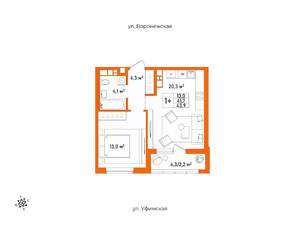 1-к квартира, вторичка, 44м2, 11/17 этаж