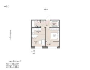 1-к квартира, вторичка, 37м2, 2/9 этаж