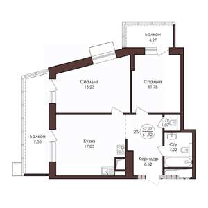 2-к квартира, вторичка, 62м2, 14/23 этаж