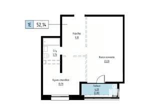 1-к квартира, вторичка, 52м2, 5/17 этаж