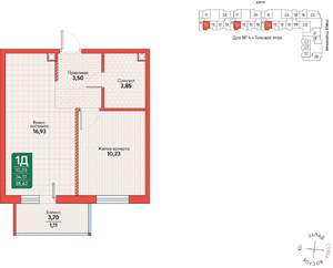 1-к квартира, вторичка, 36м2, 10/12 этаж