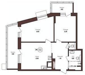 2-к квартира, вторичка, 62м2, 11/23 этаж