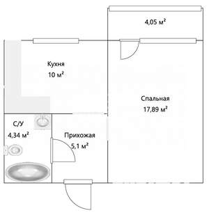 1-к квартира, вторичка, 37м2, 8/10 этаж
