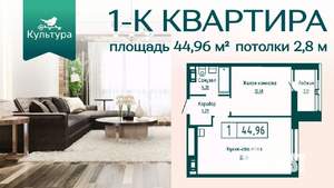 1-к квартира, вторичка, 45м2, 18/20 этаж