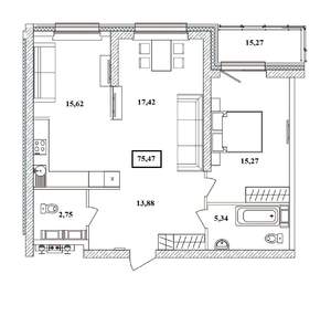 3-к квартира, вторичка, 76м2, 13/16 этаж