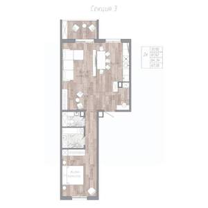 2-к квартира, строящийся дом, 64м2, 3/4 этаж