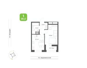 1-к квартира, вторичка, 38м2, 7/9 этаж