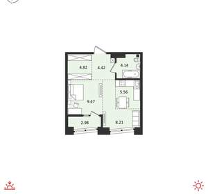 2-к квартира, вторичка, 40м2, 16/18 этаж