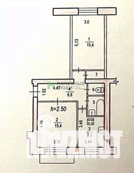 2-к квартира, вторичка, 53м2, 4/7 этаж