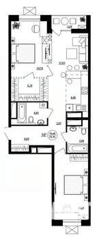 3-к квартира, строящийся дом, 78м2, 2/17 этаж