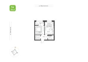 1-к квартира, вторичка, 37м2, 6/9 этаж