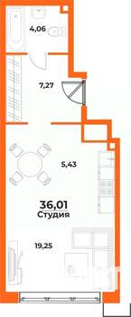 Студия квартира, строящийся дом, 36м2, 3/10 этаж