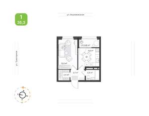 1-к квартира, вторичка, 35м2, 3/20 этаж