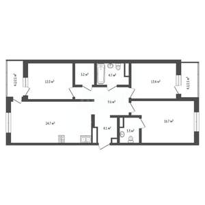 3-к квартира, сданный дом, 90м2, 7/13 этаж