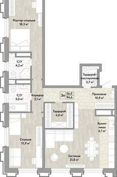 3-к квартира, вторичка, 95м2, 3/21 этаж