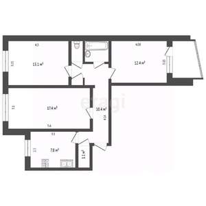 3-к квартира, вторичка, 66м2, 3/9 этаж