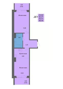 2-к квартира, строящийся дом, 48м2, 7/10 этаж