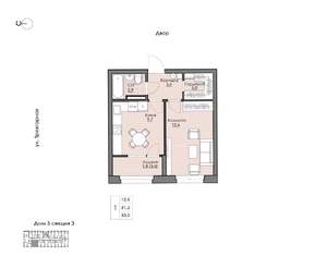 1-к квартира, вторичка, 33м2, 4/9 этаж