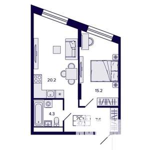 2-к квартира, вторичка, 47м2, 9/30 этаж