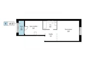 1-к квартира, вторичка, 48м2, 3/17 этаж