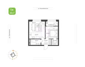 1-к квартира, вторичка, 45м2, 16/20 этаж