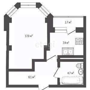 1-к квартира, вторичка, 37м2, 6/22 этаж
