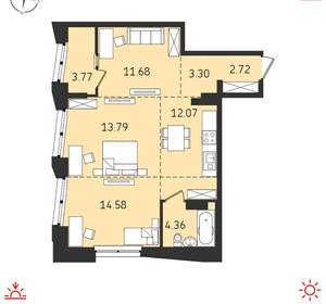 3-к квартира, вторичка, 66м2, 19/19 этаж