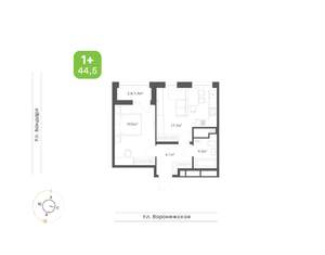 1-к квартира, вторичка, 45м2, 10/16 этаж