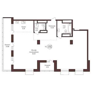 1-к квартира, вторичка, 121м2, 23/23 этаж