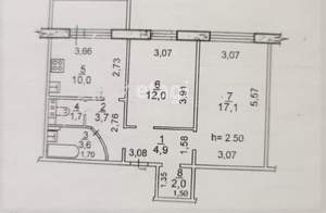 2-к квартира, вторичка, 55м2, 10/10 этаж