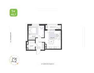 1-к квартира, вторичка, 51м2, 21/21 этаж