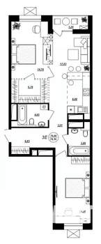 3-к квартира, строящийся дом, 78м2, 8/17 этаж