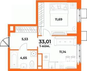 1-к квартира, вторичка, 33м2, 2/10 этаж
