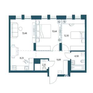 2-к квартира, вторичка, 64м2, 10/17 этаж
