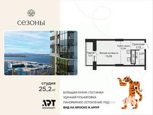 1-к квартира, вторичка, 25м2, 6/15 этаж