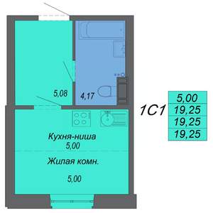 1-к квартира, строящийся дом, 19м2, 1/10 этаж