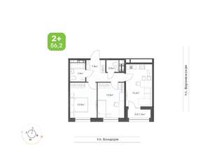 2-к квартира, вторичка, 56м2, 7/9 этаж