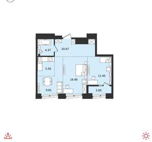 3-к квартира, вторичка, 59м2, 16/19 этаж